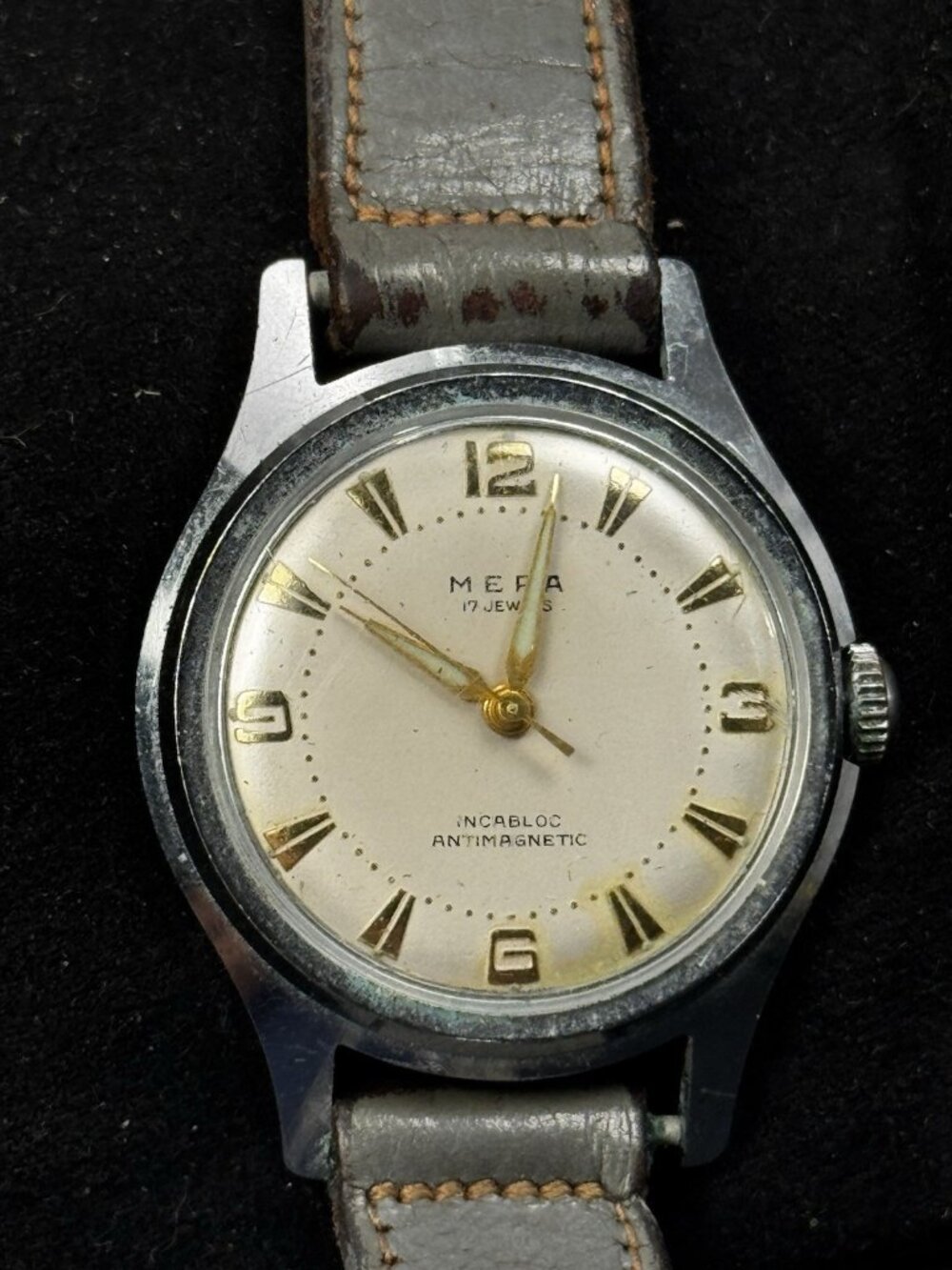 MEPA 17 Jewel Incabloc Swiss Manual Wind Mens Watch MOU Mechanical